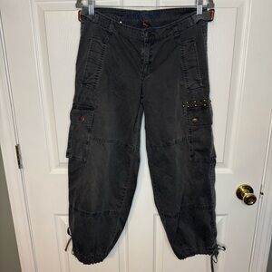 Dollhouse Vintage Y2K Charcoal Pants with Embellished  Cargo Pockets Size 9 GUC